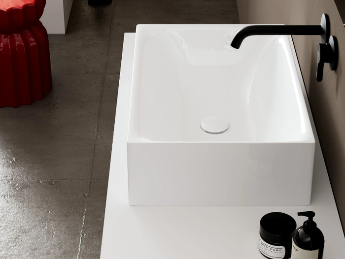 SKINNY - Rectangular countertop ceramic washbasin _ Scarabeo Ceramiche